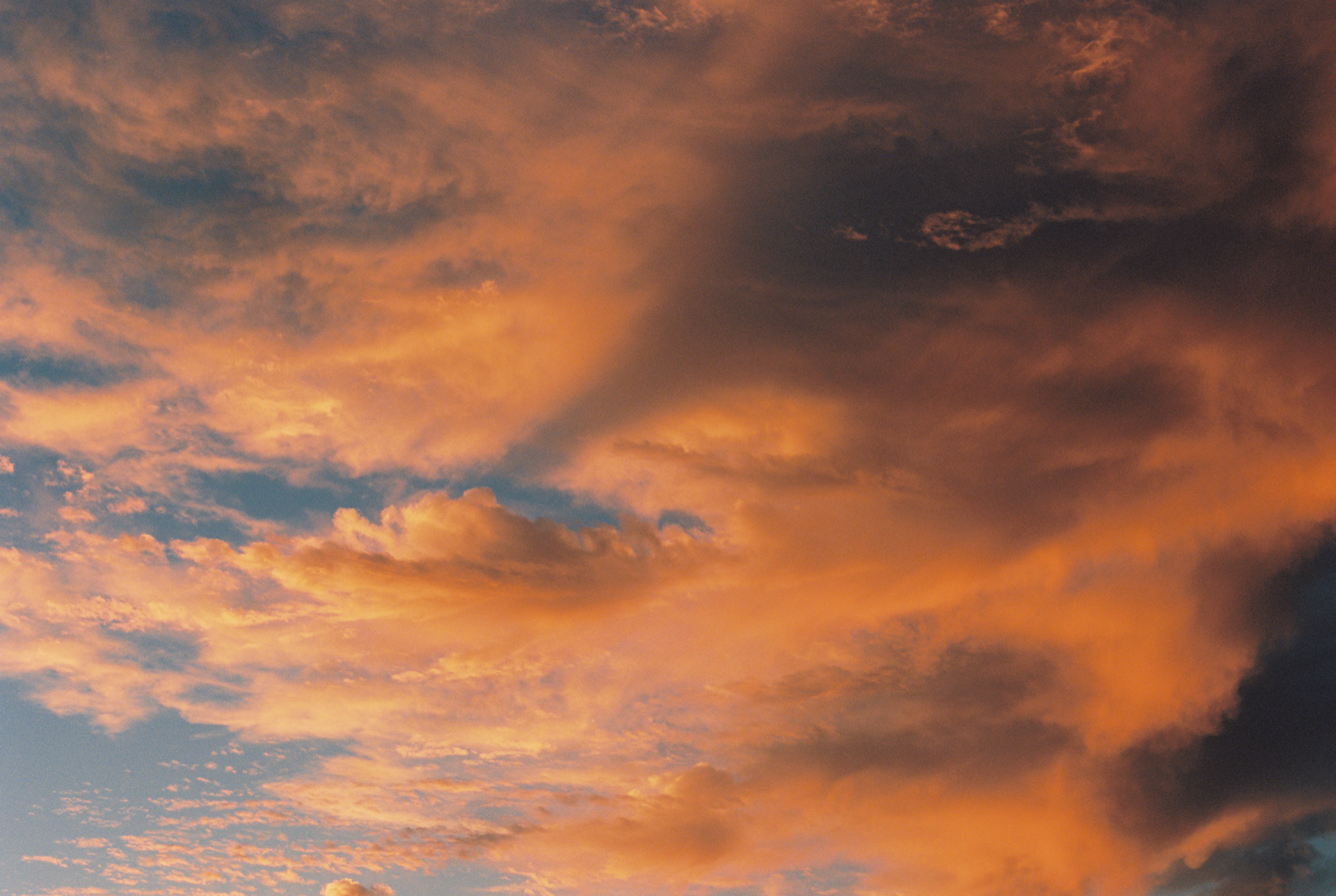 Color photo of clouds at sunset.